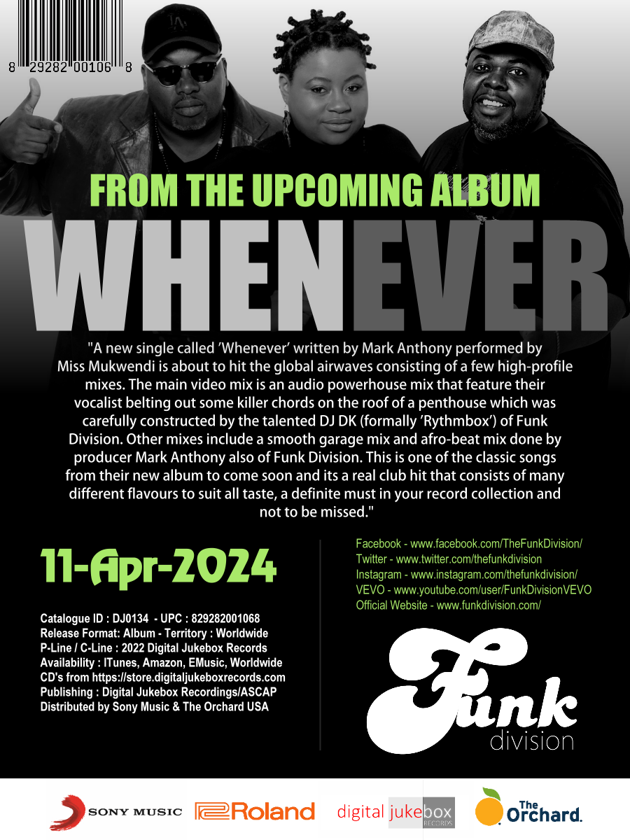 Funk Division News Single 'Whenever' - Out 11-April-2024 